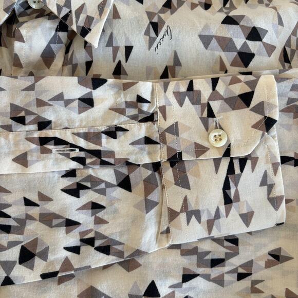 Gucci Black and White Geometric Print Button Up Shirt EU 38 - Picture 8 of 13